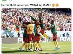 Serbia vs Kamerun 3-3, Netizen: Pertandingan Gila
