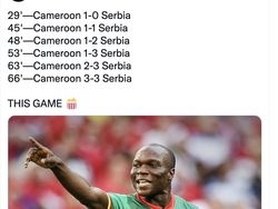 Serbia vs Kamerun 3-3, Netizen: Pertandingan Gila