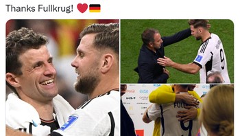 Terima kasih Fuellkrug, kata fans Jerman. Semua bilang Niclas Fuelkkrug adalah pahlawan penyelamat Jerman. Foto: (Twitter)