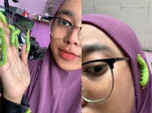 Viral Hijabers Pakai Aksesori dari Ulat Hidup, Bikin Netizen Geli
