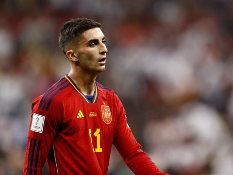 Ferran Torres dari Spanyol selama pertandingan grup E Piala Dunia FIFA 2022 antara Spanyol dan Jerman di Stadion Al Bayt pada 27 November 2022 di Al Khor, Qatar. (ANP via Getty Images)