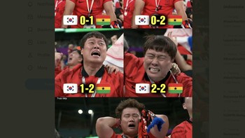 Ekspresi suporter Korea menyaksikan laga yang begitu dramatis. Foto: Twitter