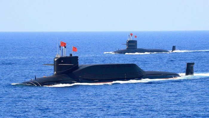A nuclear-powered Type 094A Jin-class ballistic missile submarine of the Chinese Peoples Liberation Army (PLA) Navy is seen during a military display in the South China Sea April 12, 2018. Picture taken April 12, 2018. REUTERS/Stringer