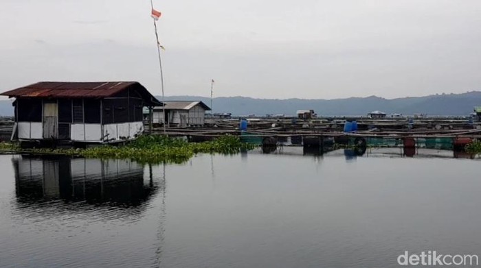 Kolam jaring apung di Waduk Jatiluhur.