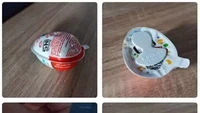 Dijahili oleh temannya, netizen yang sudah senang mendapat camilan ini dipaksa bersabar. Bukan cokelat dan krim, camilan kinder yang didapatkannya justru berisikan telur asin. Foto: 1cak.com