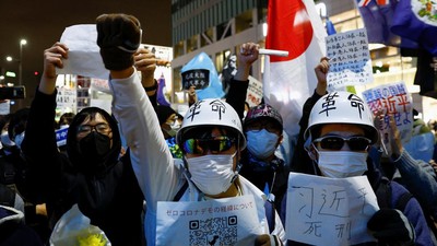 Aksi Solidaritas di Tokyo Tolak Lockdown China