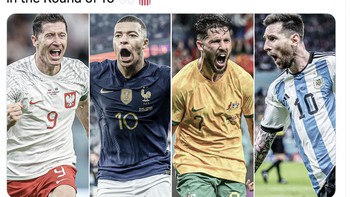 Di babak 16 besar, Australia akan menghadapi Argentina, calon juara Piala Dunia 2022. Foto: Twitter