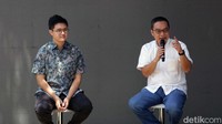 Aldo Daniel Managing Director Synthesis Huis dan Sulihin Widjaja Sekjen AREBI saat memberikan pandangan properti outlook dan strategi perencanaan di Jakarta, Kamis (1/12/2022).