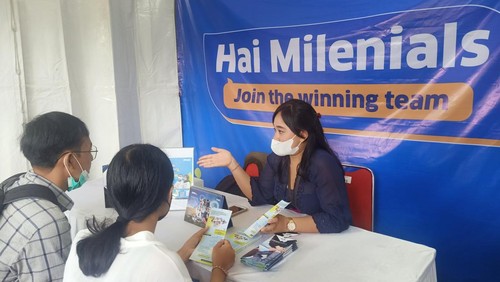 Suasana kegiatan Pasar Kerja Festival di Lapangan Lumintang, Denpasar, Bali, Kamis (1/12/2022) pagi.