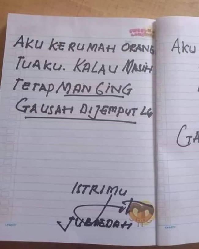 Lebih milih lihat ikan daripada lihat istri sih.. Jadi ngambek deh istrinya sampai pulang ke rumah orang tua. Makanya lain kali kalau mancing ajak istri juga dong. Foto: Twitter.com/depresionistaa