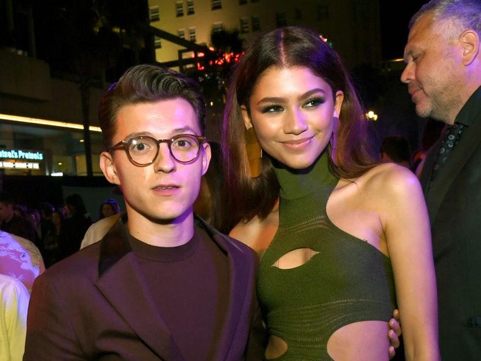 HOLLYWOOD, CALIFORNIA - JUNE 26: Tom Holland (L) and Zendaya pose at the after party for the premiere of Sony Pictures Spider-Man: Far From Home on June 26, 2019 in Hollywood, California. (Photo by Kevin Winter/Getty Images)