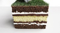 Keren! Foto ini menggabungkan foto kue dengan rumput. Hasilnya mulus banget, ya? Foto: Instagram @combophoto