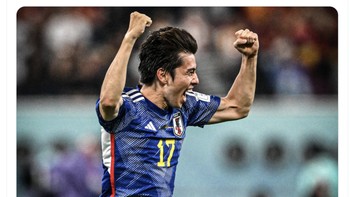 Jepang pun lolos ke babak 16 besar sebagai juara grup. Foto: Twitter