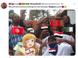 Ledekan fans melihat Belgia dan Kanada tersingkir. (Foto: Twitter @bohemiandiamond)