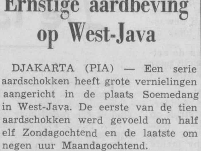 Potongan berita gempa Sumedang 1955