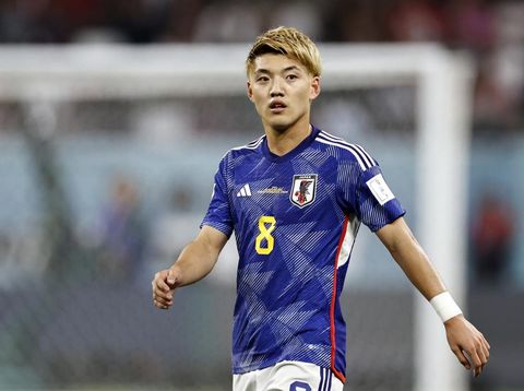 Ritsu Doan dari Jepang selama pertandingan grup E Piala Dunia FIFA 2022 antara Jepang dan Spanyol di stadion Internasional Khalifa pada 1 Desember 2022 di Ar-Rayyan, Qatar. (ANP via Getty Images)