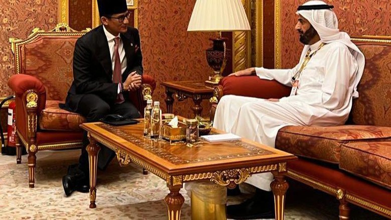 Sandri dan Menteri Haji Arab Menparekraf Sandiaga Uno dalam pertemuannya dengan Menteri Haji dan Umrah Kerajaan Arab Saudi Tawfiq Fawzan Al Rabiah beberapa waktu lalu di sela kegiatan World Travel and Tourism Council di Riyadh, Arab Saudi.