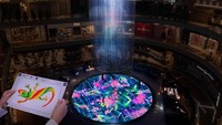 Pameran berjudul Exploring New Frontiers akan mengajak pengunjung untuk melihat lintasan langit sebagai sebuah inspirasi dan penemuan. Pada pameran ini, pengunjung juga dapat membuat kreasi uniknya sendiri yang dapat dibawa pulang. (dok. teamLab)