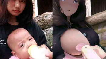 Sang anak malah jadi payudara. Foto: Twitter