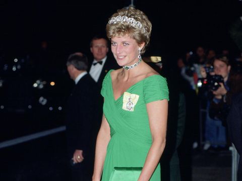 LONDON, UNITED KINGDOM - NOVEMBER 11:  Diana Princess of Wales at an evening function at the Dorchester Hotel indress designed by fashion designer Catherine Walker.  (Photo by Tim Graham Photo Library via Getty Images)