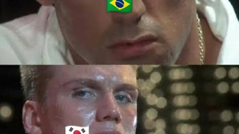 Meme Rocky muncul kali ini. Brasil meratapi temannya Uruguay. Habis ini Brasil menghadapi Korea Selatan. Nah lho! Foto: (Twitter)