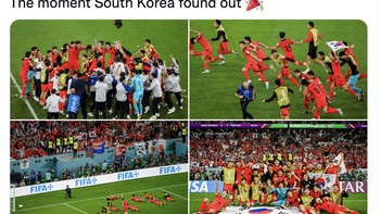 Perayaan Korea Selatan usai dipastikan masuk 16 besar. Foto: Twitter