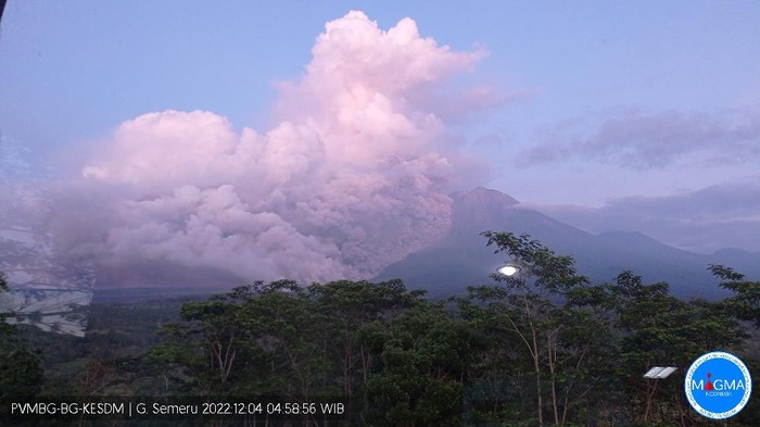 Gunung Semeru kembali erupsi. Kali ini erupsi terjadi sekitar pukul 02.46 WIB, Minggu (43/12/2022) dengan tinggi kolom abu 1.500 meter