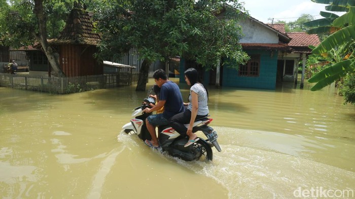 Kondisi di Desa Mintobasuki, Pati, yang sudah 5 hari tergenang banjir, Minggu (4/12/2022).