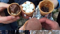 Smores biasanya dibuat dengan memanggang wafer yang diisi marshmallow di dalamnya. Tapi bisa juga dengan cara memasukkan marshmallow dan cokelat ke dalam cone seperti ini. Foto: ranker.com