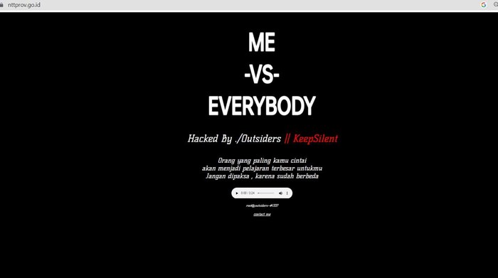 Tangkapan layar website Pemprov NTT dihack. Foto: Tangkapan layar