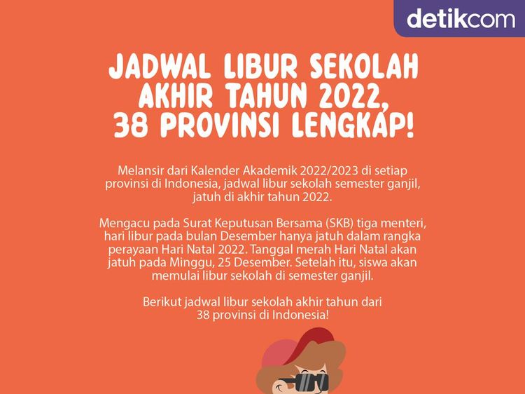 Jadwal Libur Anak Sekolah di Akhir Tahun 2022, 38 Provinsi Lengkap!
