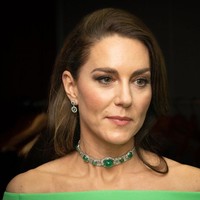 Sepasang anting berlian dihiasi zamrud melengkapi penampilannya. Foto: Samir Hussein/WireImage/Samir Hussein