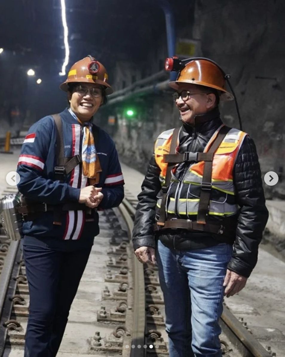 Kunjungan Menteri Keuangan Sri Mulyani ke Tambang Grasberg, Freeport. (Instagram @smindrawati)