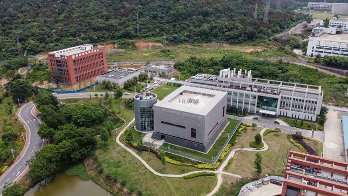 This aerial view shows the P4 laboratory (centre L) on the campus of the Wuhan Institute of Virology in Wuhan in China's central Hubei province on May 27, 2020. - Opened in 2018, the P4 lab conducts research on the world's most dangerous diseases and has been accused by some top US officials of being the source of the COVID-19 coronavirus pandemic. China's foreign minister on May 24 said the country was 