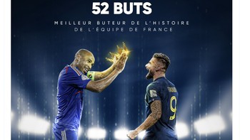 Dengan 52 gol, Giroud telah melampaui torehan Thierry Henry. Foto: Twitter