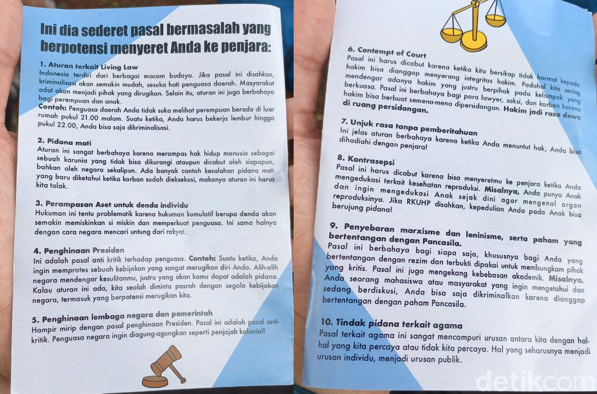 YLBHI menyoroti 10 pasal dalam Rancangan Undang-Undang tentang Kitab Undang-Undang Hukum Pidana (RKUHP) yang dianggap bermasalah. (dok detikcom)