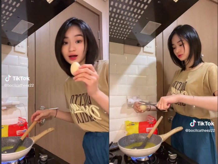 Chateez pecahkan telur dengan cara digunting