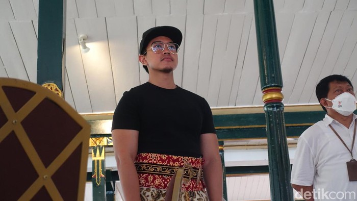 Kaesang menjalani gladi akad nikah dan panggih manten di Pendopo Royal Ambarrukmo, Sleman, DIY, Selasa (6/12/2022).