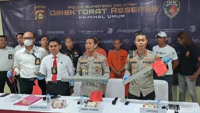 Konpers di Polda Sumsel kasus sabotase tower SUTT (Prima Syahbana/detikSumut)