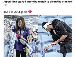 Heran Fans Jepang Tetap Bersihkan Stadion Walau Disikat Kroasia