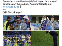 Heran Fans Jepang Tetap Bersihkan Stadion Walau Disikat Kroasia