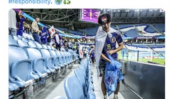 Heran Fans Jepang Tetap Bersihkan Stadion Walau Disikat Kroasia