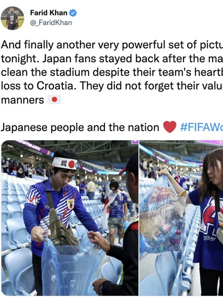 Wanita Jepang Kecam Aksi Fans Bola Bersihkan Stadion Piala Dunia, Ini Alasannya