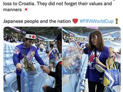 Heran Fans Jepang Tetap Bersihkan Stadion Walau Disikat Kroasia