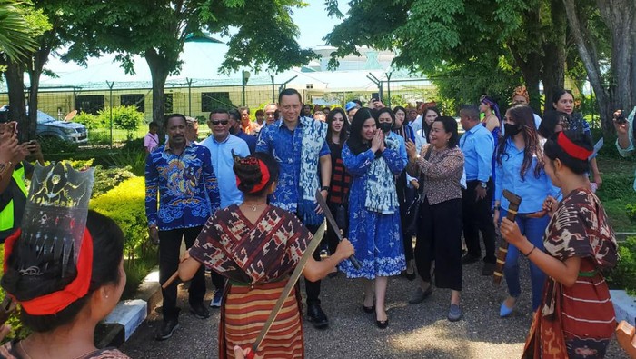Safari ke NTT, AHY Disambut Tarian Khas Sumba Ketum Partai Demokrat Agus Harimurti Yudhoyono (AHY) dan Annisa Pohan melakukan safari ke Kupang, NTT, Selasa (6/12/2022). AHY disambut dengan tarian khas Sumba.