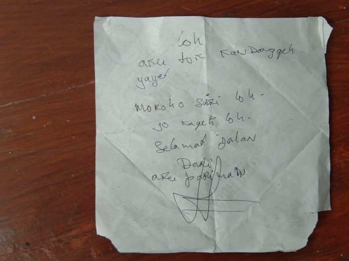 Surat wasiat yang ditulis kakek di Lamongan yang gantung diri