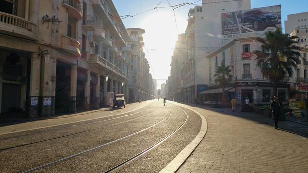 Boulevard Mohammed V di pusat kota Casablanca, kota terbesar di Maroko