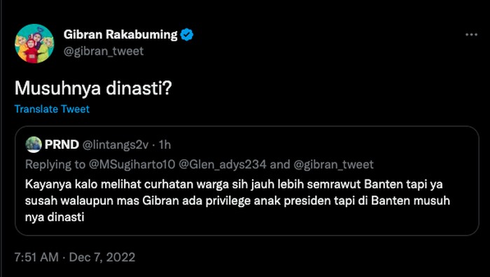 Gibran mendapatkan curhatan dari warga Banten.