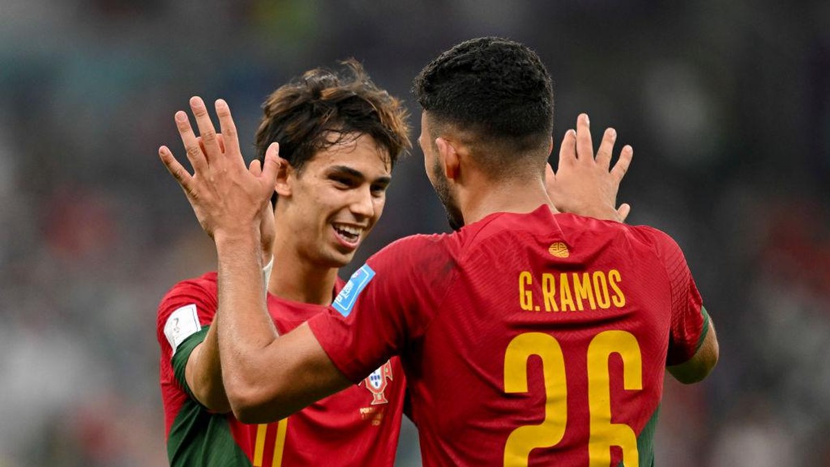 Goncalo Ramos dan Joao Felix, dua darah muda di lini depan Portugal (DeFodi Images via Getty Images/DeFodi Images)