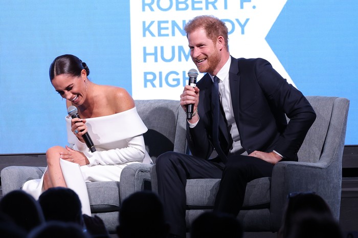 Prince Harry, Duke of Sussex, and Megan, Duchess of Sussex, arrive for the 2022 Ripple of Hope Award Gala at the New York Hilton Midtown Manhattan Hotel in New York City on December 6, 2022. (Photo by ANGELA WEISS / AFP) (Photo by ANGELA WEISS/AFP via Getty Images)